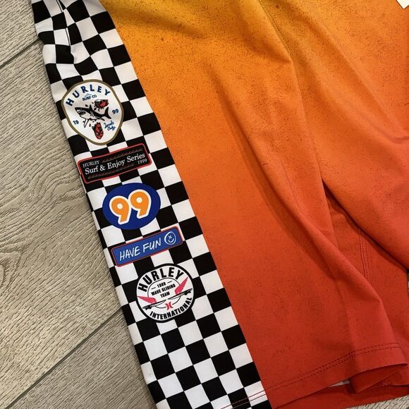 Hurley Nascar Phantom Board Shorts Racetrack Size 30 Orange Swim NWT - Picture 2 of 7